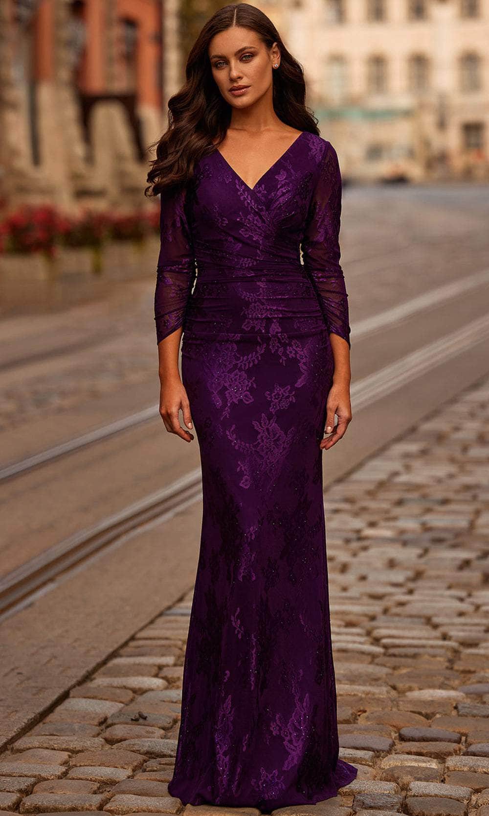La Femme 32491 Lace Bodice Evening Gown