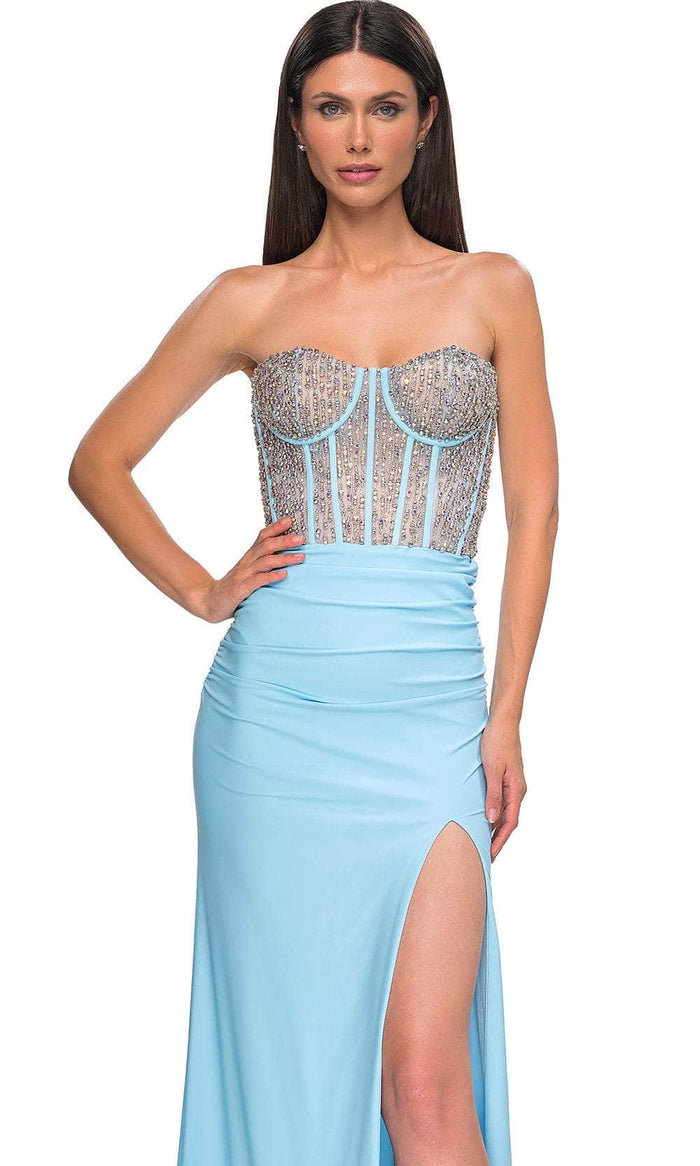 La Femme 32669 Strapless Rhinestone Embellished Prom Gown