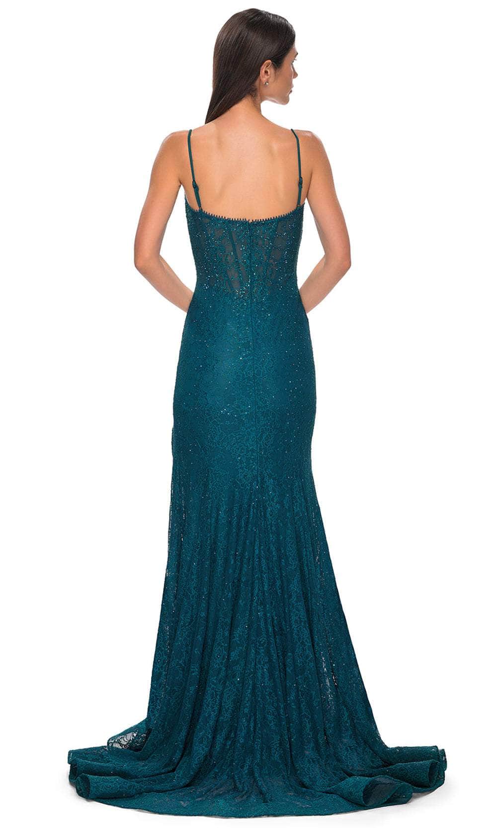 La Femme 32671 Lace Rhinestone Detail Prom Gown