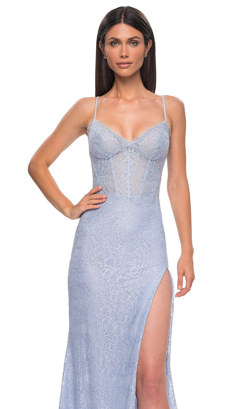 La Femme 32671 Lace Rhinestone Detail Prom Gown