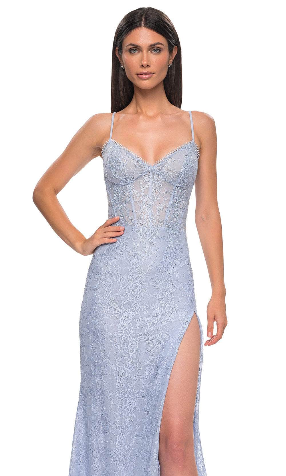 La Femme 32671 Lace Rhinestone Detail Prom Gown
