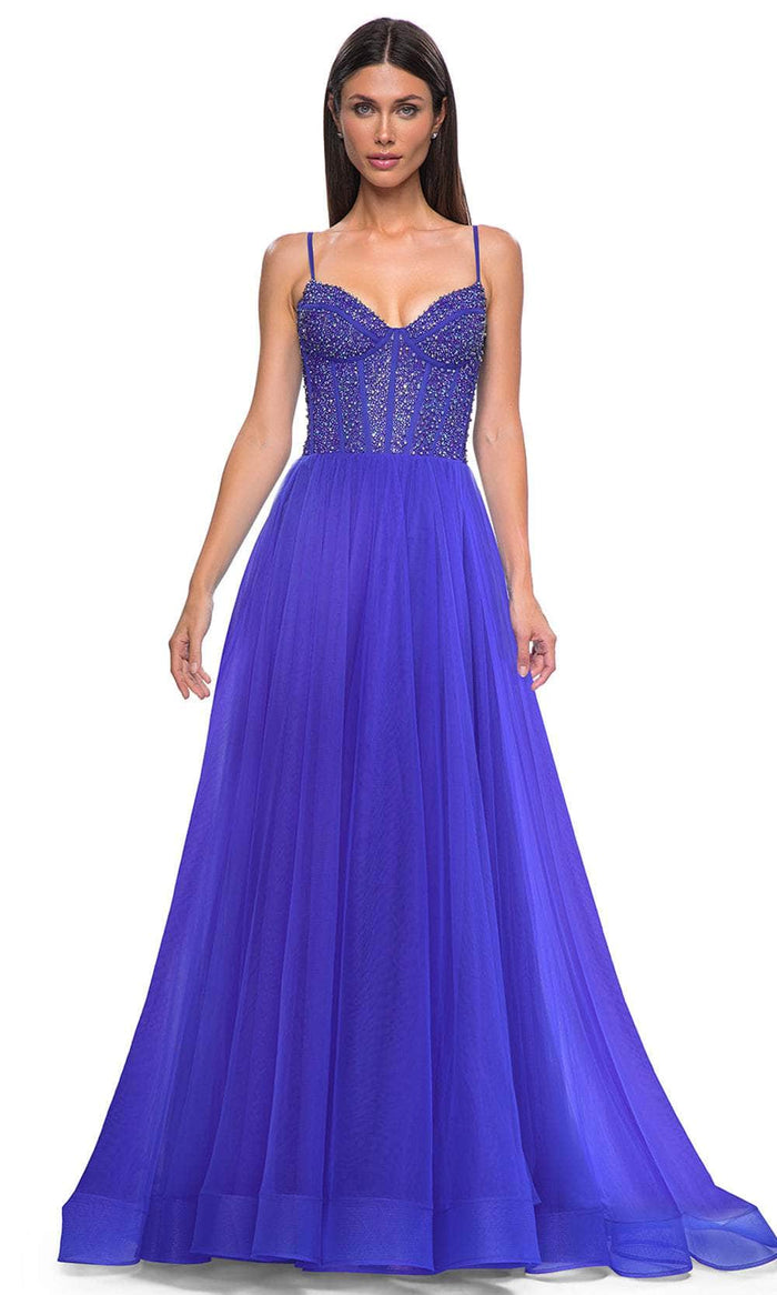 La Femme 32754 Rhinestone Bodice V-Neck Prom Gown