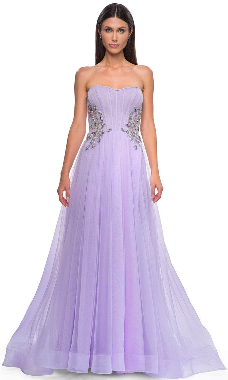 La Femme 32767 Strapless Tulle Prom Gown