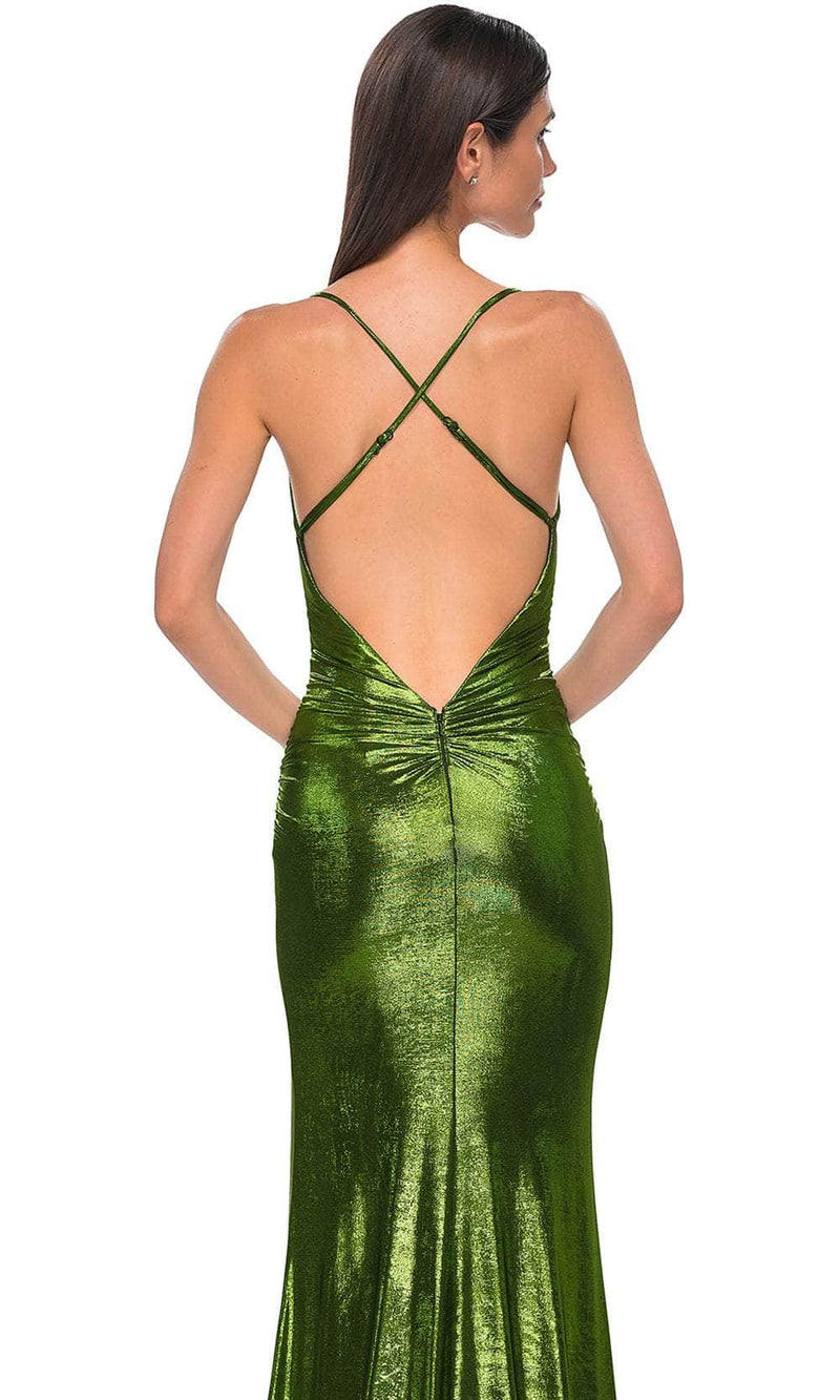 La Femme 32782 Sleeveless Brushed Metallic Prom Gown