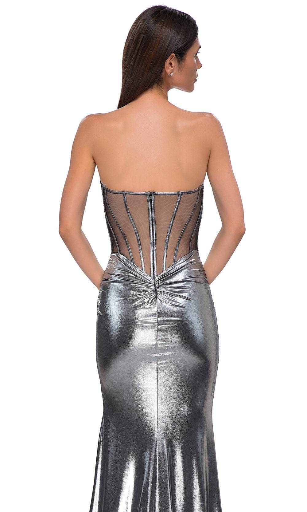 La Femme 32806 Sweetheart Neckline Metallic Jersey Prom Gown