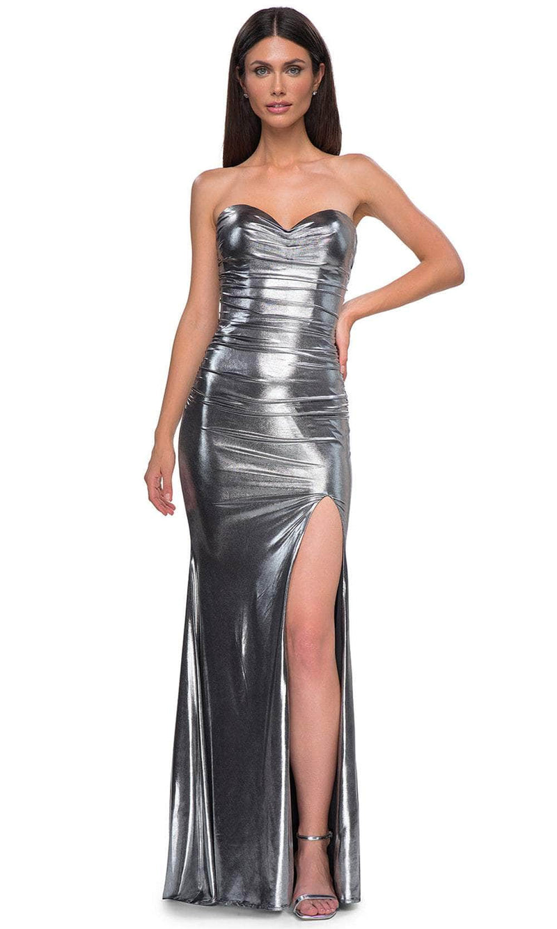 La Femme 32806 Sweetheart Neckline Metallic Jersey Prom Gown