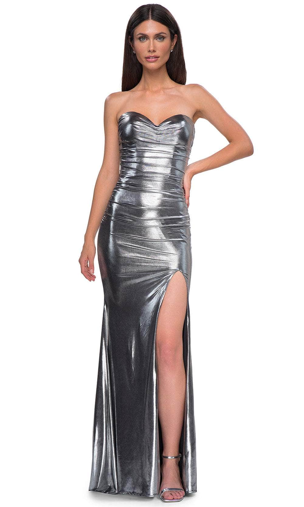 La Femme 32806 Sweetheart Neckline Metallic Jersey Prom Gown