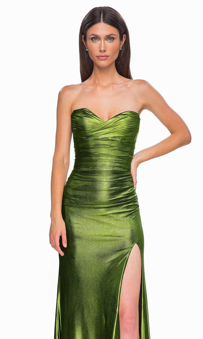 La Femme 32946 Crisscross Strapless Prom Gown