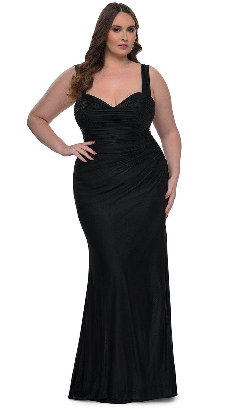 La Femme 32991 Metallic Net Jersey Evening Gown