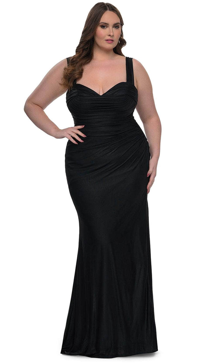 La Femme 32991 Metallic Net Jersey Evening Gown