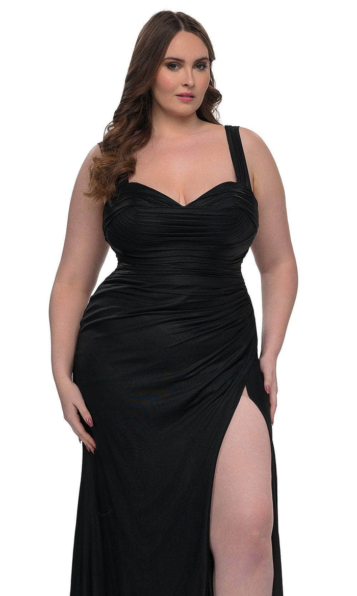 La Femme 32991 Metallic Net Jersey Evening Gown