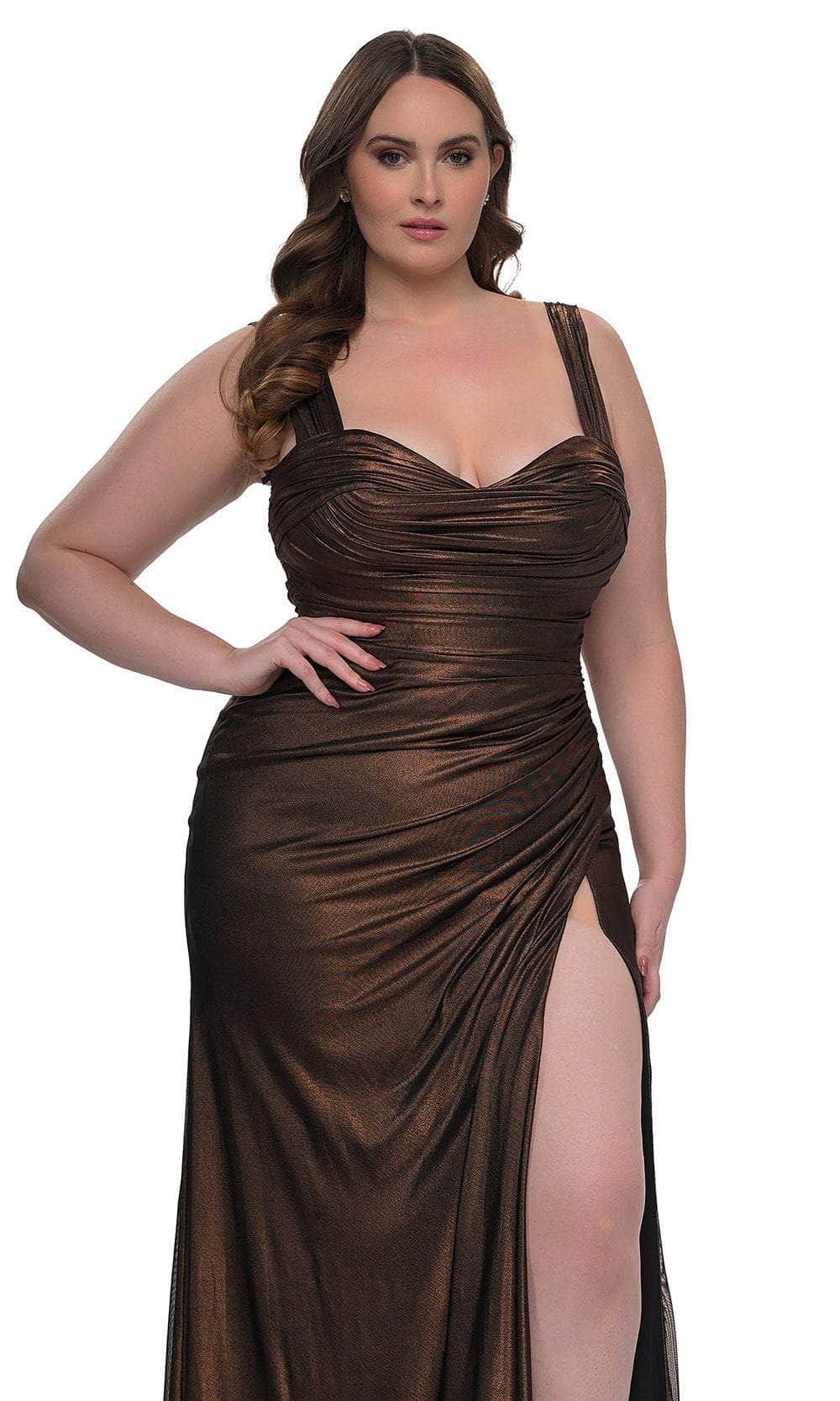 La Femme 32991 Metallic Net Jersey Evening Gown