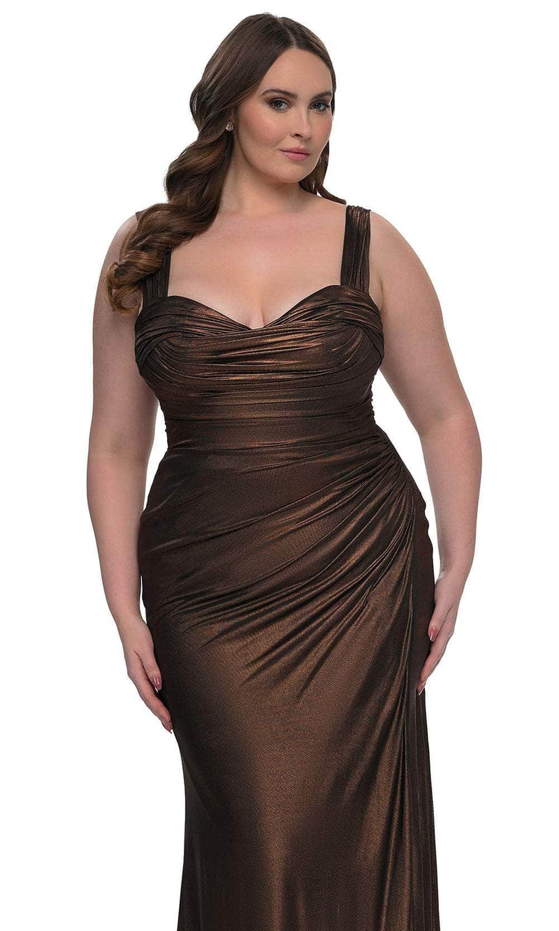 La Femme 32991 Metallic Net Jersey Evening Gown