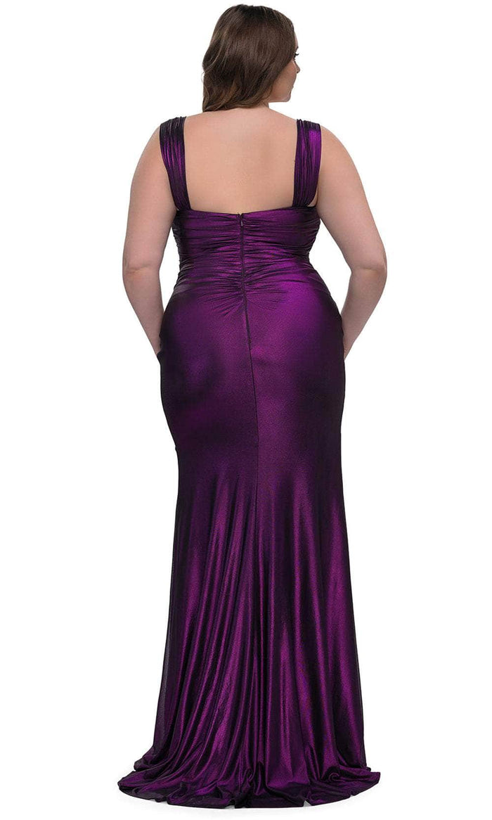 La Femme 32991 Metallic Net Jersey Evening Gown