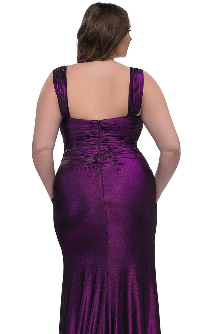 La Femme 32991 Metallic Net Jersey Evening Gown