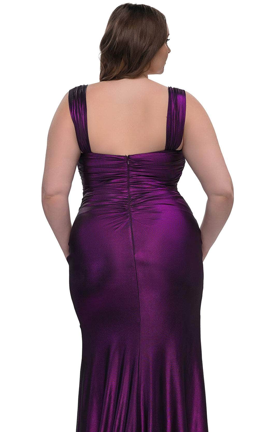 La Femme 32991 Metallic Net Jersey Evening Gown