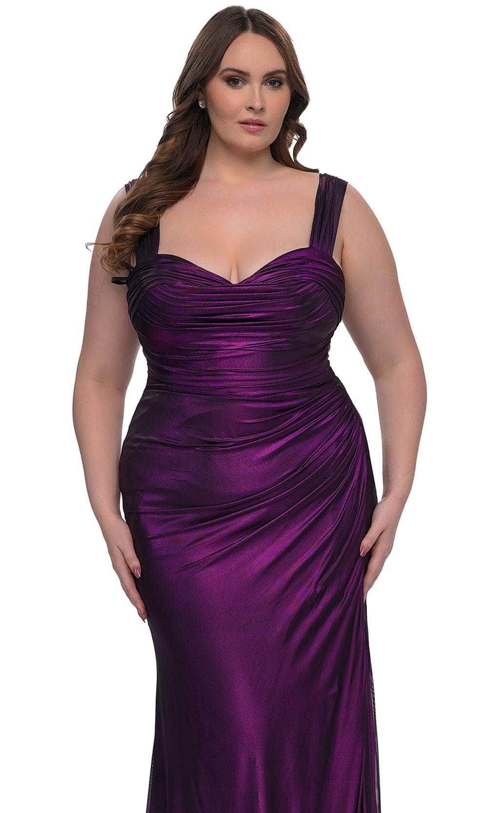 La Femme 32991 Metallic Net Jersey Evening Gown