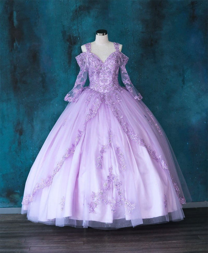 Lace 3/4 Bell Sleeve Quinceanera Dress Embroidered Ball Gown by Calla KY-70029