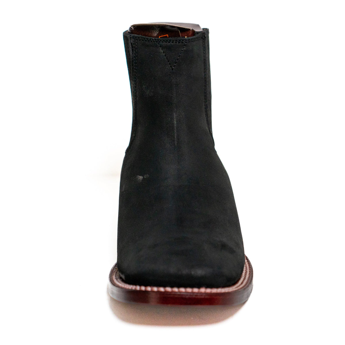 Los Altos Men's Boot Wide Square Toe Nobuck Black Leather Sole - Nobuck Black