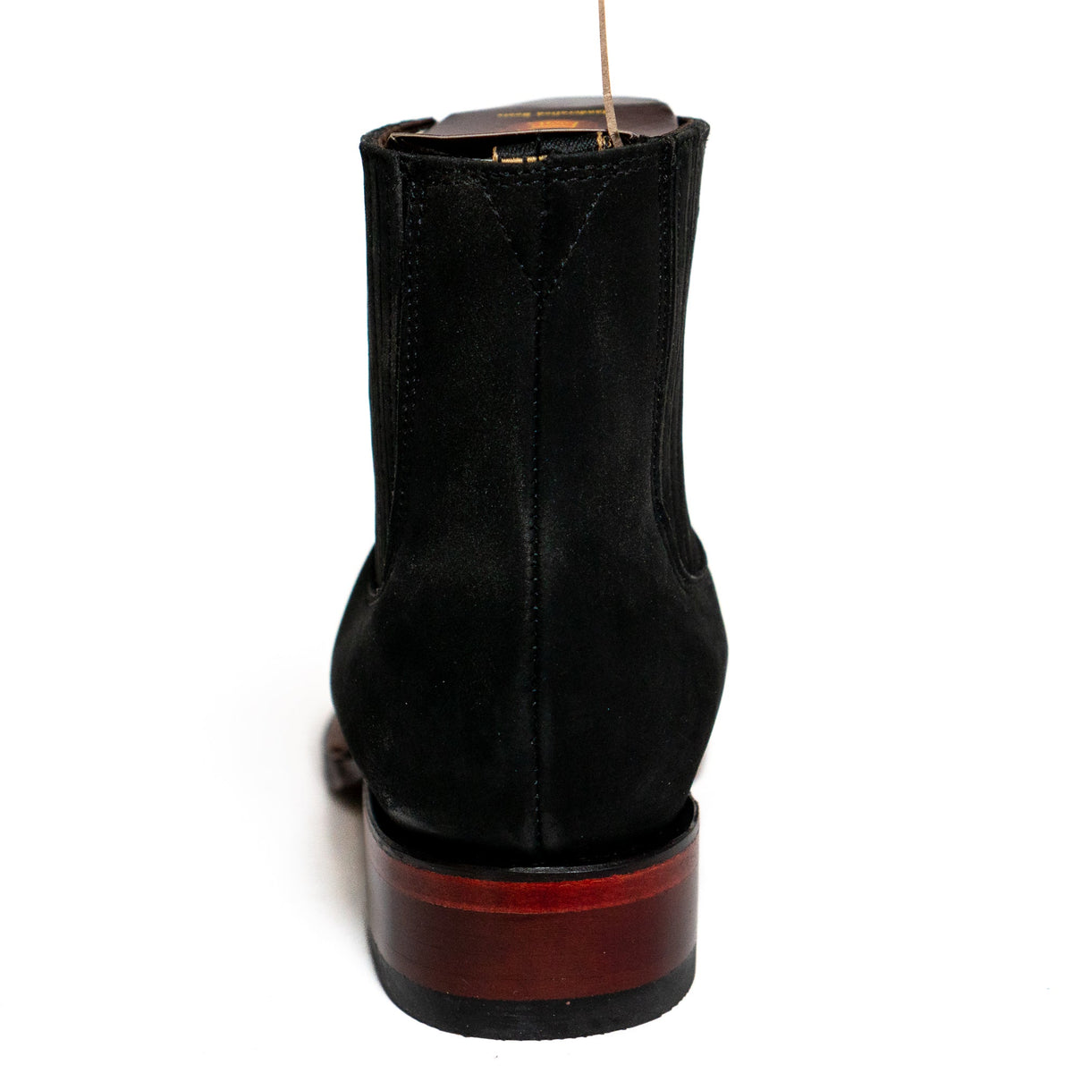 Los Altos Men's Boot Wide Square Toe Nobuck Black Leather Sole - Nobuck Black
