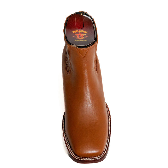 Los Altos Men's Boot Wide Square Toe Deer Honey Leather Sole - Deer Honey