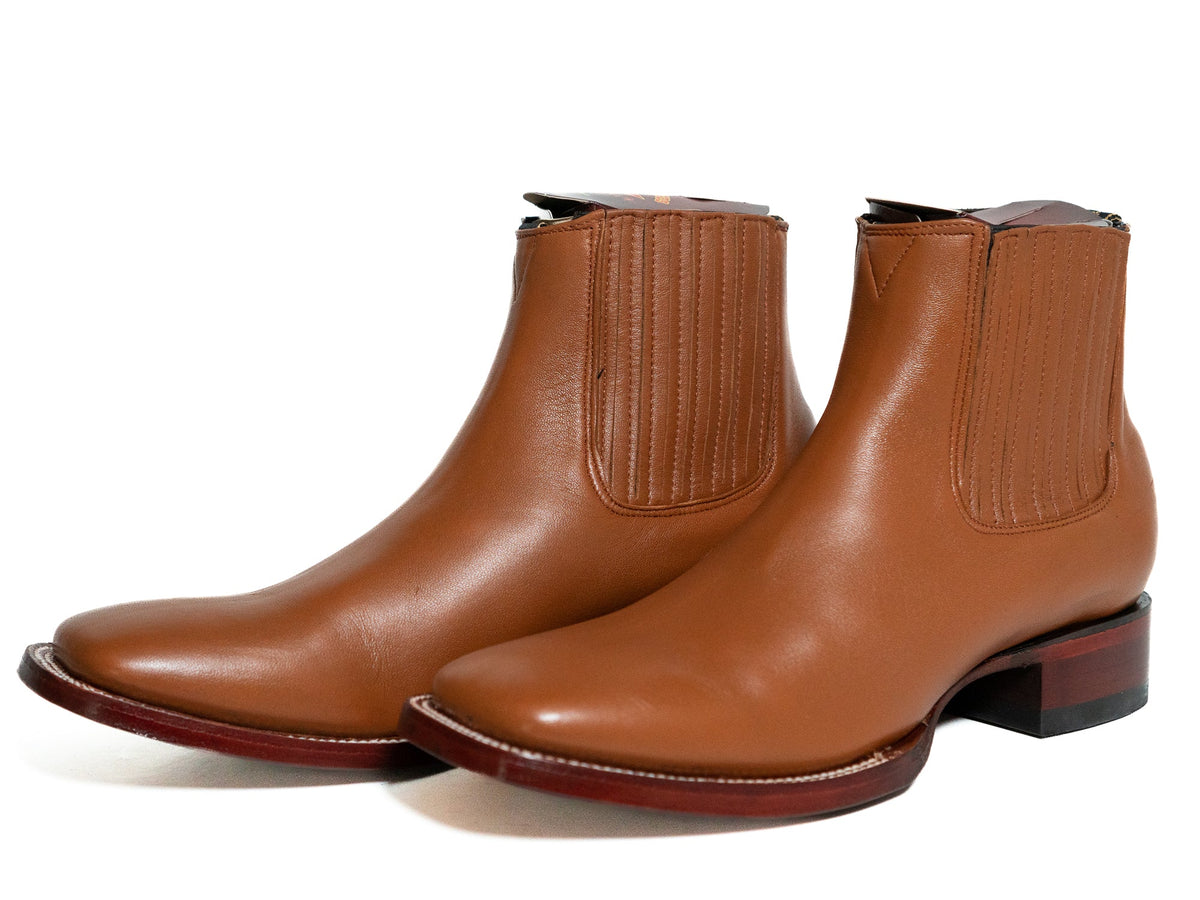 Los Altos Men's Boot Wide Square Toe Deer Honey Leather Sole - Deer Honey
