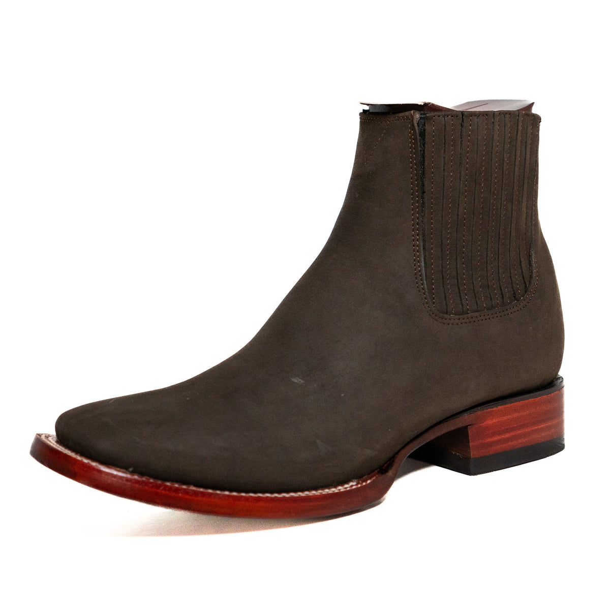 Los Altos Men's Boot Wide Square Toe Nobuck Dark Tabacco (Black) - Nobuck Black