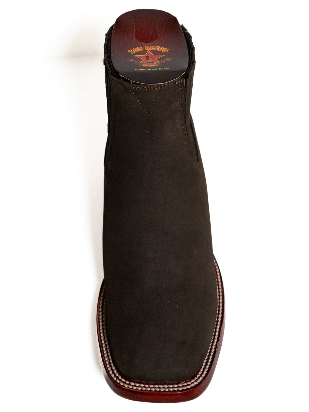 Los Altos Men's Boot Wide Square Toe Nobuck Dark Tabacco (Black) - Nobuck Black