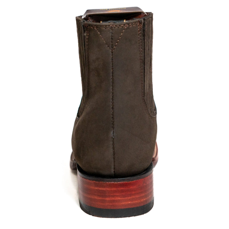 Los Altos Men's Boot Wide Square Toe Nobuck Dark Tabacco (Black) - Nobuck Black