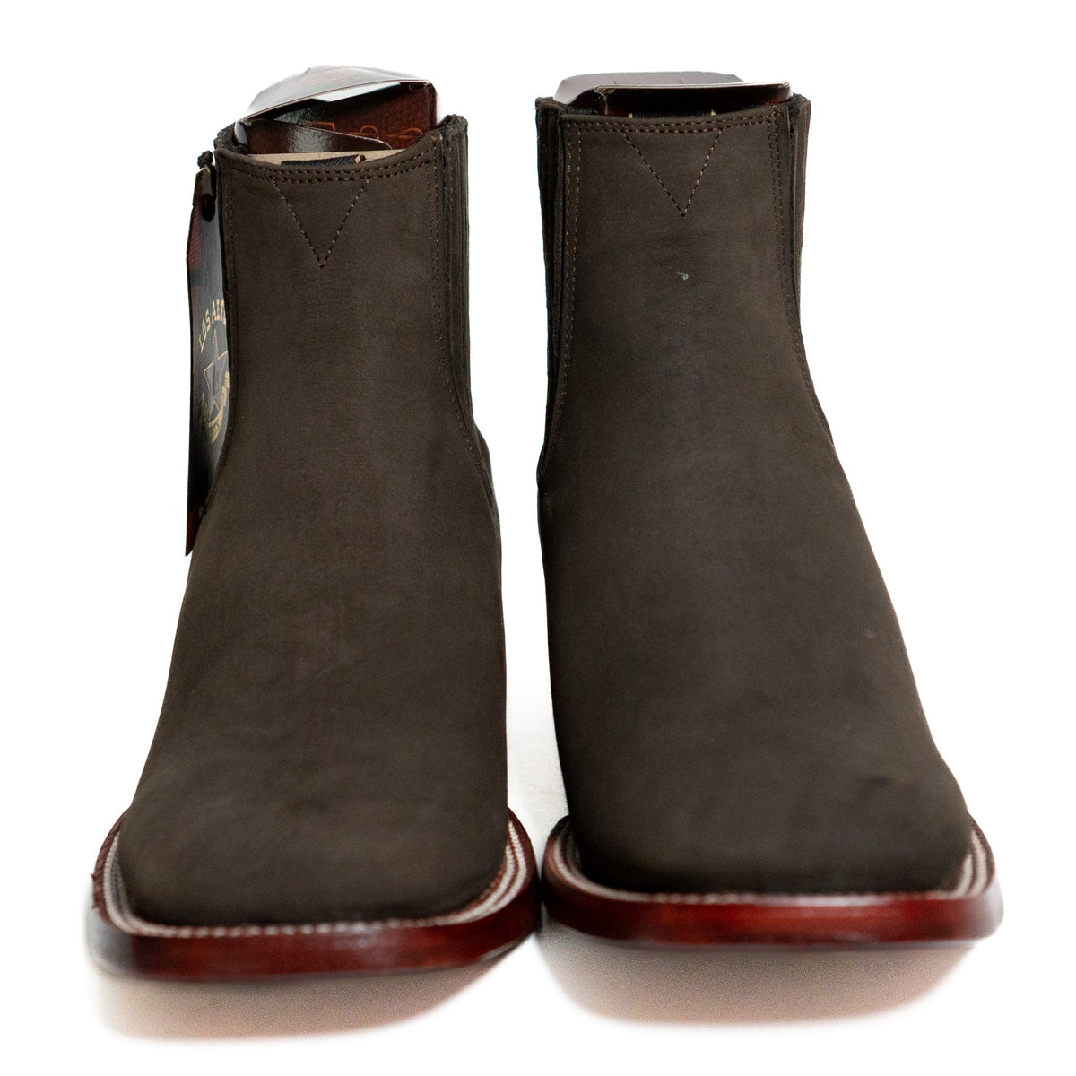 Los Altos Men's Boot Wide Square Toe Nobuck Dark Tabacco (Black) - Nobuck Black