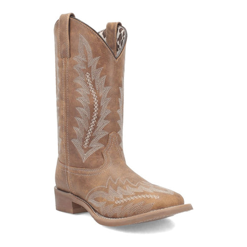 Laredo Women's Cheyenne Broad Square Toe Leather Boots - Tan 5717 - Dan Post Boots