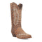 Laredo Emmylee women's boots: tall tan leather shaft, snip toe, decorative stitching, and a block heel. Stylish and comfortable.
