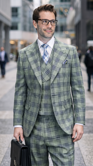 Men's 3-Piece 100% Wool Modern Fit Suit – Pin Notch Lapel