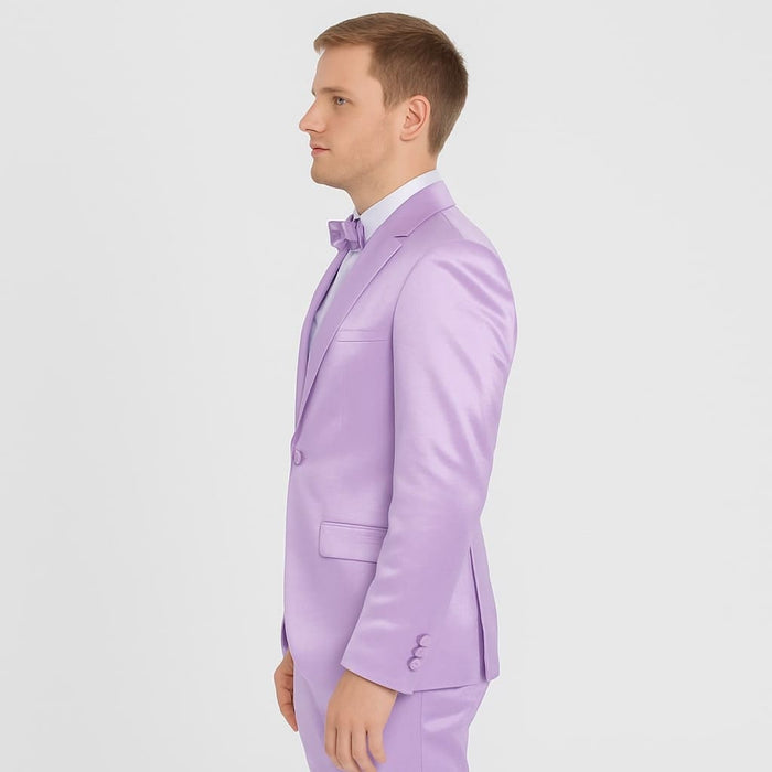 Lavender Satin Tuxedo Set â€“ 4-Piece Statement for Weddings & Proms