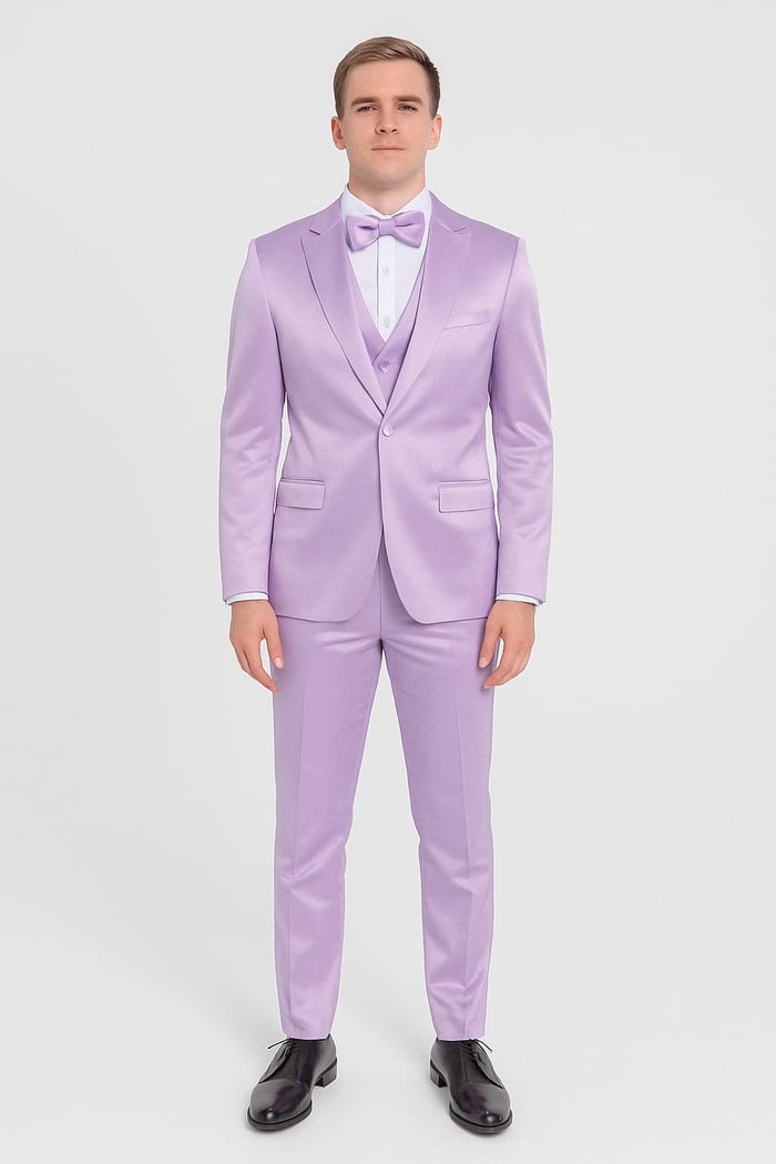 Lavender Satin Tuxedo Set â€“ 4-Piece Statement for Weddings & Proms