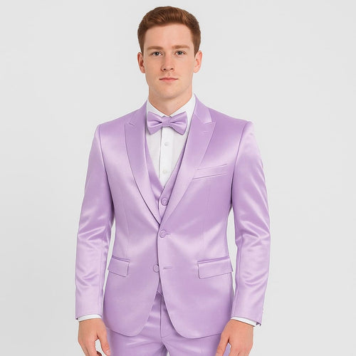 Lavender Satin Tuxedo Set â€“ 4-Piece Statement for Weddings & Proms