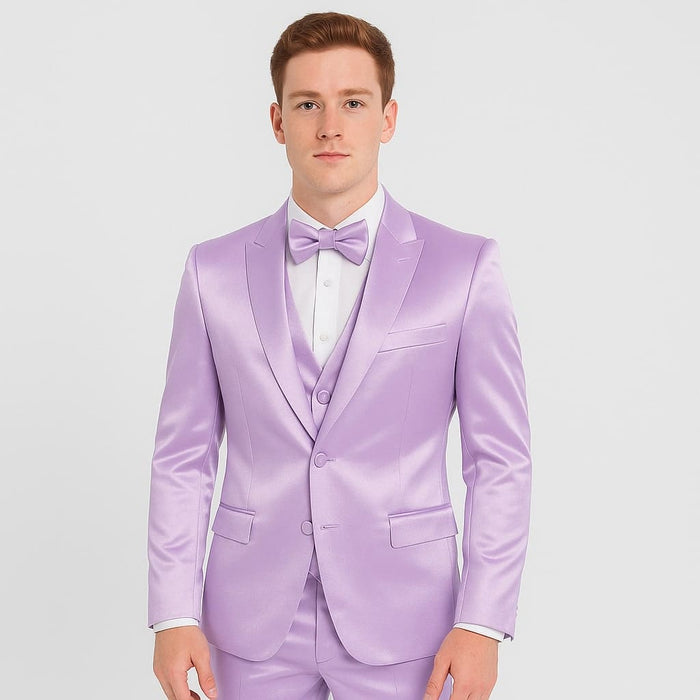 Lavender Satin Tuxedo Set â€“ 4-Piece Statement for Weddings & Proms
