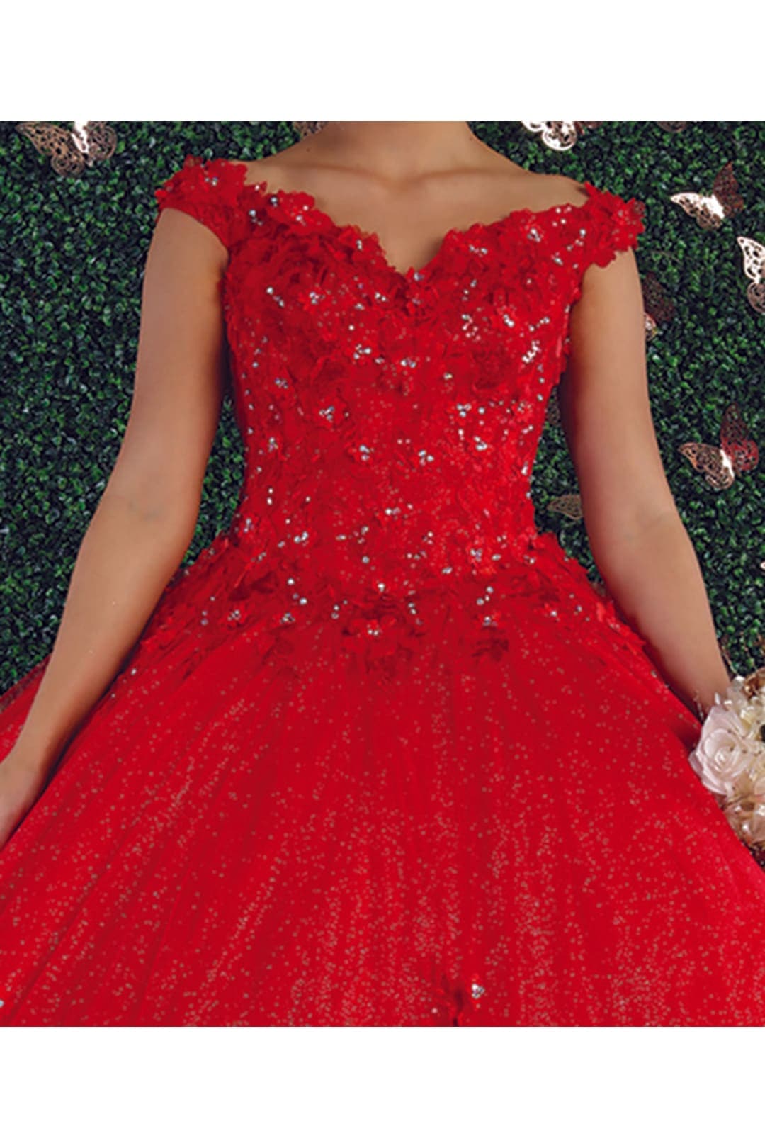 Layla K LK160 Floral Embroidered Glitter Sweet 16 Quince Ball Gown