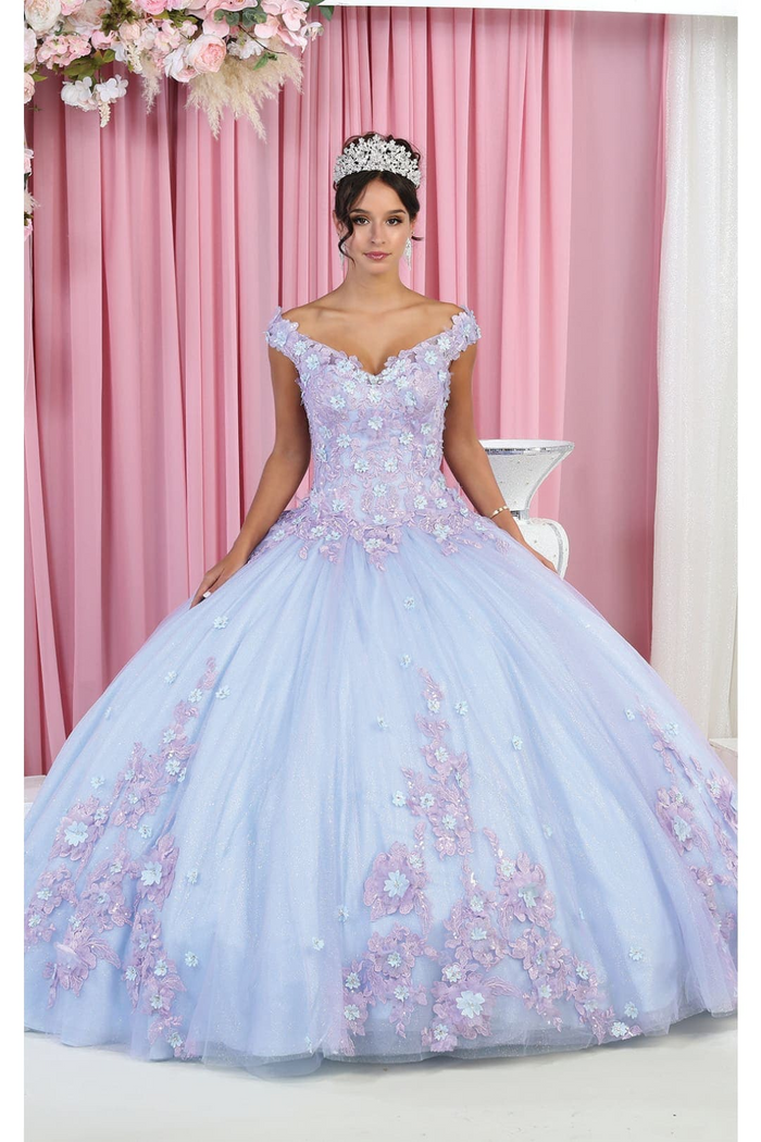 Layla K LK160 Floral Embroidered Glitter Sweet 16 Quince Ball Gown