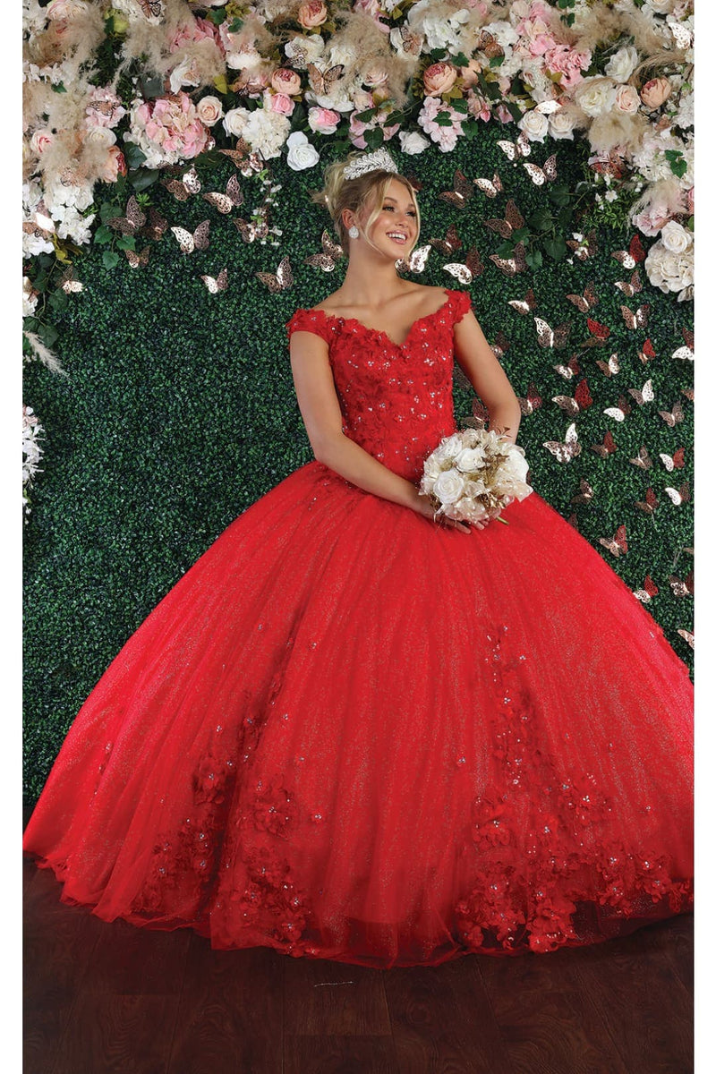 Layla K LK160 Floral Embroidered Glitter Sweet 16 Quince Ball Gown