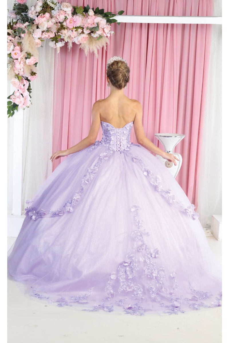 Strapless Sweetheart Floral Applique Ball Gown