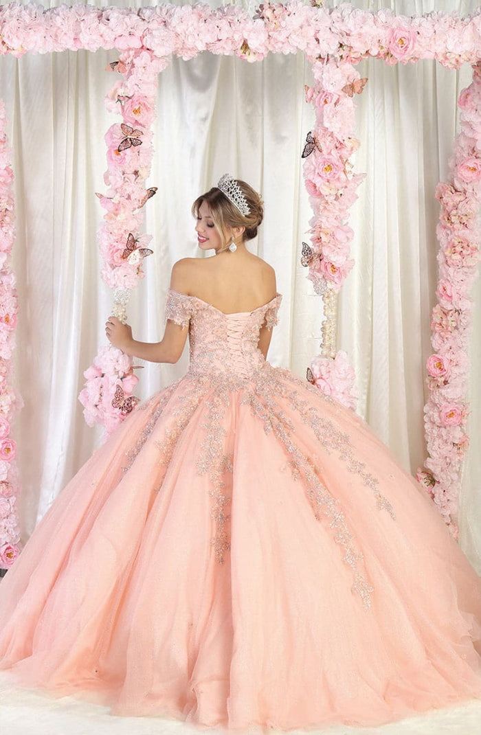 Layla K LK187 Floral Corset Quinceanera Ball Gown with Detachable Sleeves