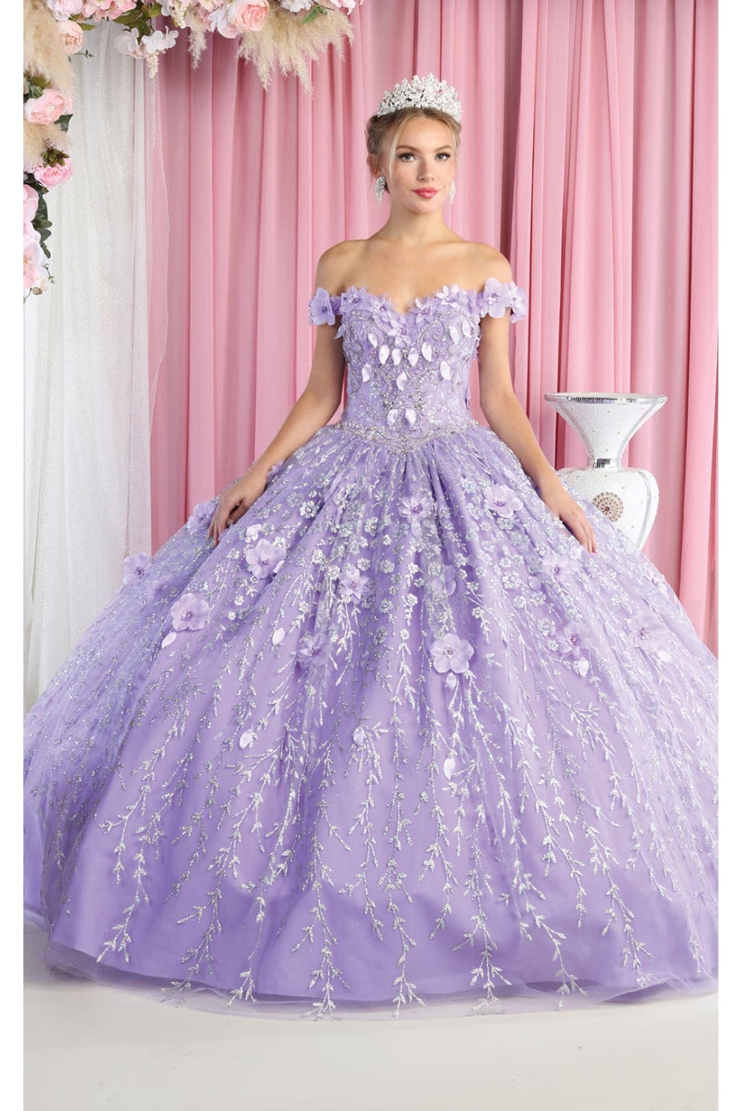 Floral Off The Shoulder Ball Gown Quinceanera Dress