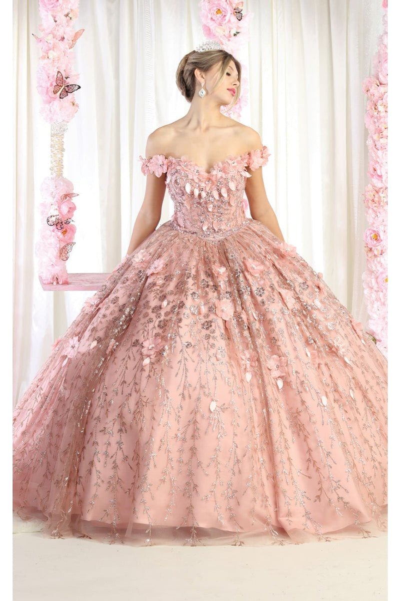 Floral Off The Shoulder Ball Gown Quinceanera Dress
