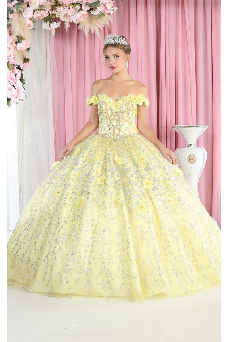 Floral Off The Shoulder Ball Gown Quinceanera Dress
