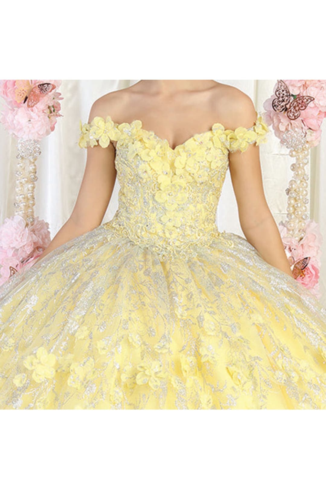 Layla K LK198 Off Shoulder Light Up Floral Quince Ball Gown