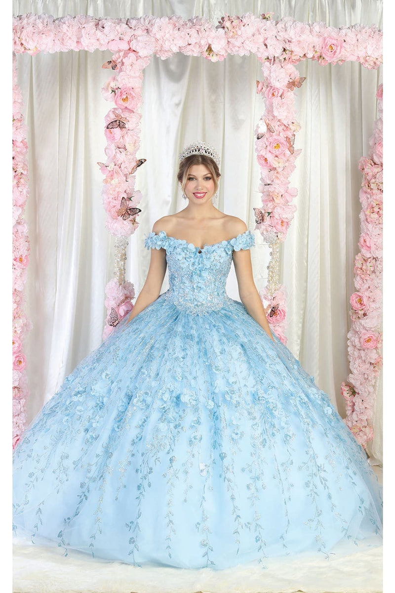 Layla K LK198 Off Shoulder Light Up Floral Quince Ball Gown