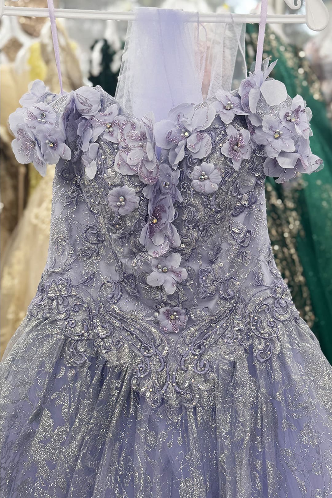 Layla K LK198 Off Shoulder Light Up Floral Quince Ball Gown