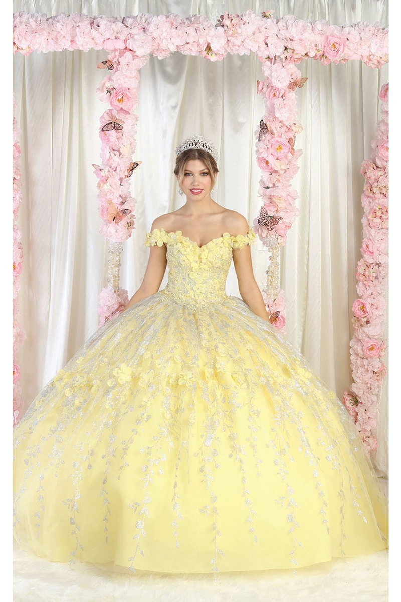 Layla K LK198 Off Shoulder Light Up Floral Quince Ball Gown