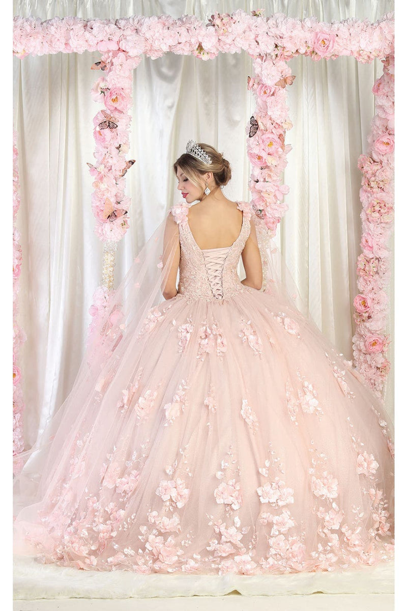 Layla K LK199 Mesh Cape Sleeves Quincecanera Gown